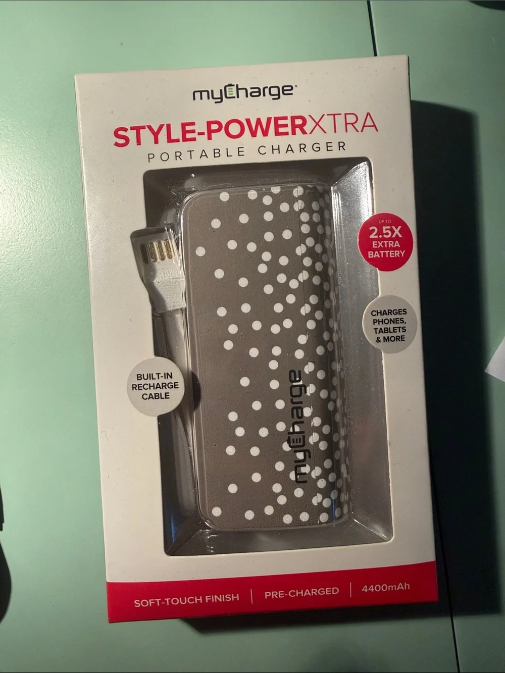 Style-Power XTRA Portable Charger - Brown with White Dots